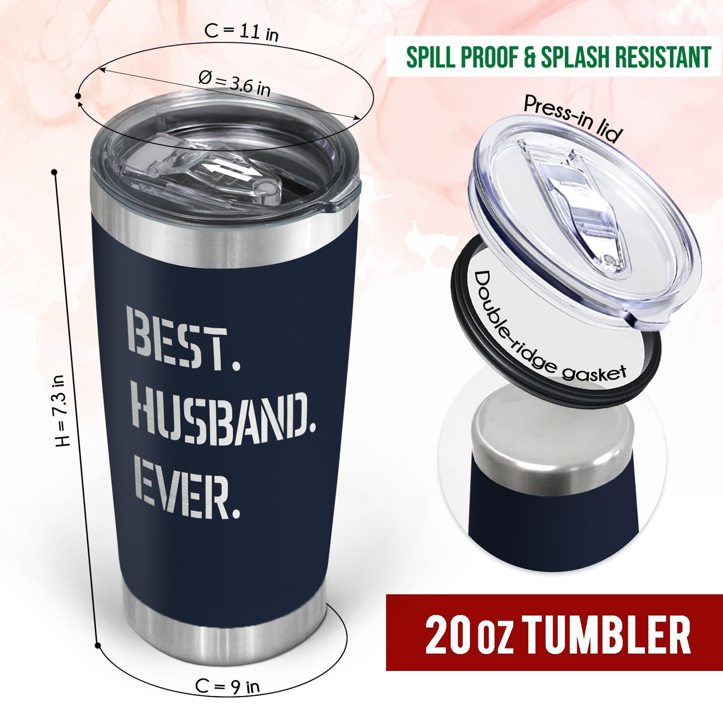 TEEZWONDER Husband Gifts from Wife - Stainless Steel Insulated Coffee Tumbler with Lid 20 oz - Husband Birthday Gift Ideas, Anniversary Wedding Gifts for Him, Cool Stuff for Men