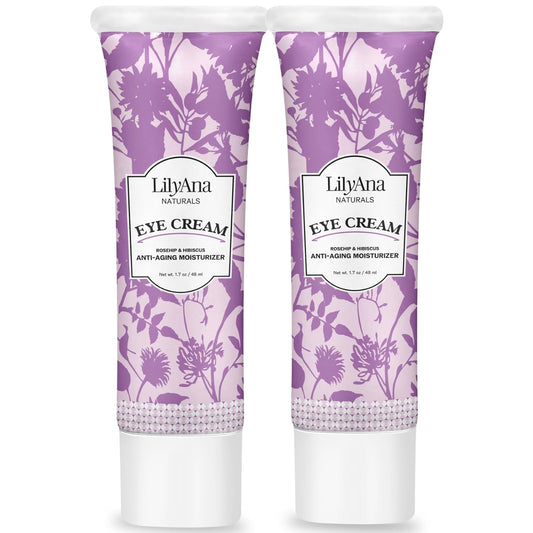 LilyAna Naturals Eye Cream for Dark Circles and Puffiness, Under Eye Cream for Wrinkles and Bags, Anti Aging helps Improve Dryness; for Sensitive Skin (1.7 Ounce, Pack of 2)