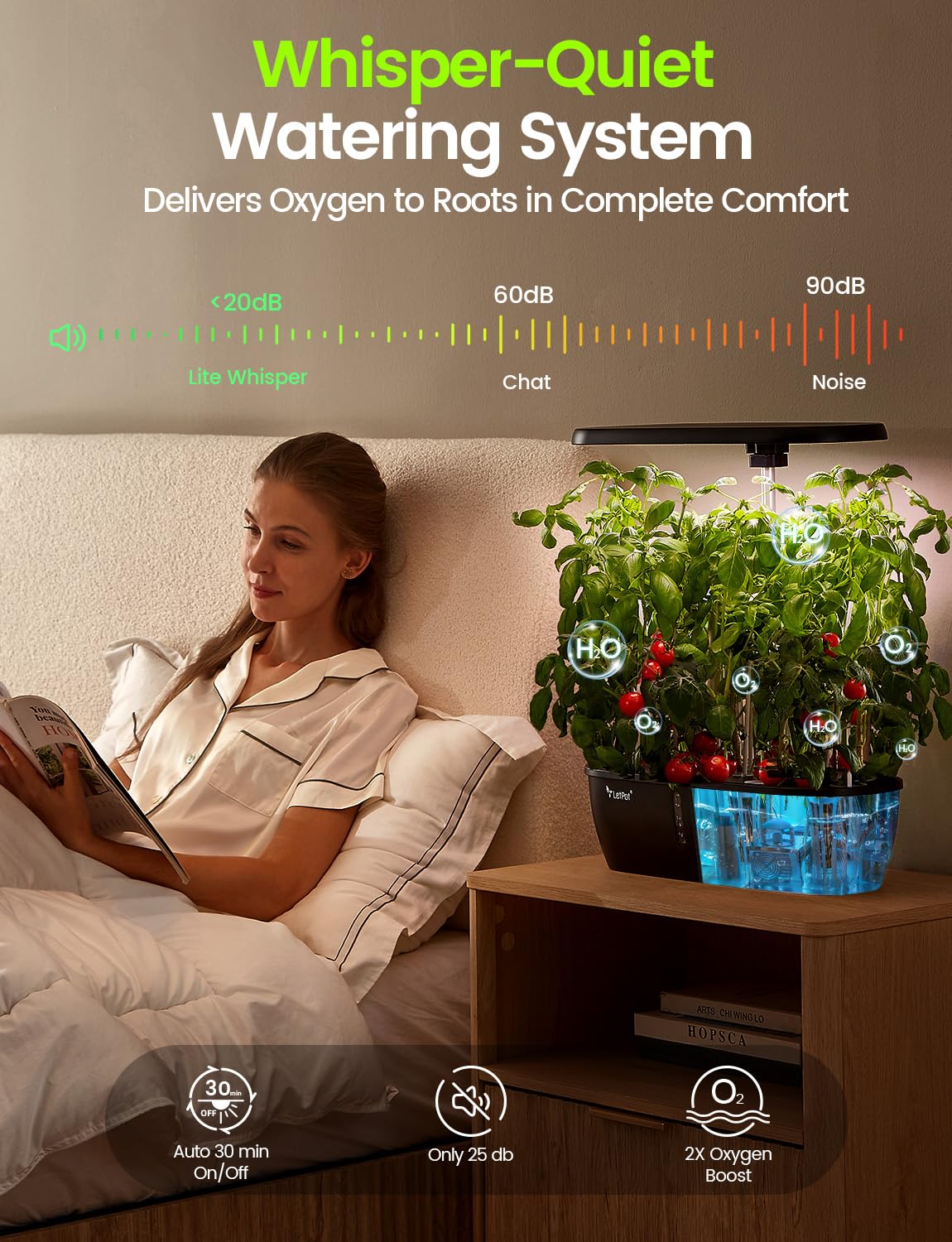 LETPOT LPH-Lite Hydroponics Growing System, 12 Pods Smart Herb Garden Kit Indoor, Indoor Garden, APP & WiFi Controlled, with 24W Growing LED, 5.5L Water Tank, Pump System, Automatic Timer