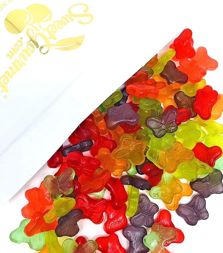 SweetGourmet Mini Butterflies Gummy, Assorted Fruit Flavors Candy, Fat Free, Gluten Free, 3 Pound Bulk Bag