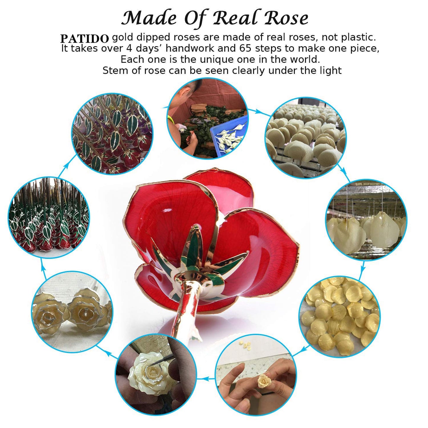 Suturun Gold Dipped Rose,24K Gold Rose with Transparent Stand,Real Long Stem Eternity Rose Flower Best for Her,Mom,Wife,Girlfriend,Anniversary,Mothers Day,Birthday,Valentine's,Wedding