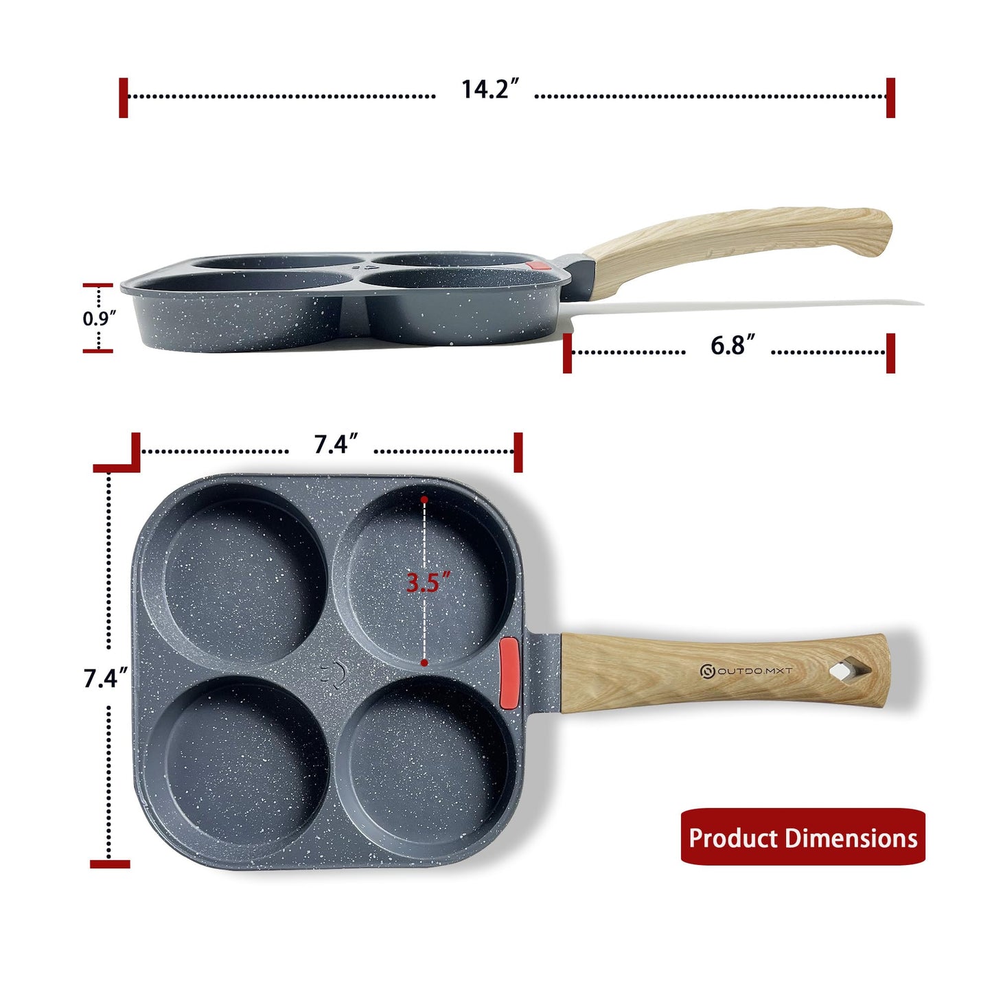 OUTDO.MXT Egg Pan Omelette Pan 4 Cup Nonstick Breakfast Pancake Maker Fried Egg Cooker Eggs Pan Pancake Pan Egg Frying Pan Kitchen Cooking Tool Suitable for Gas Stove Electric Induction Cookware