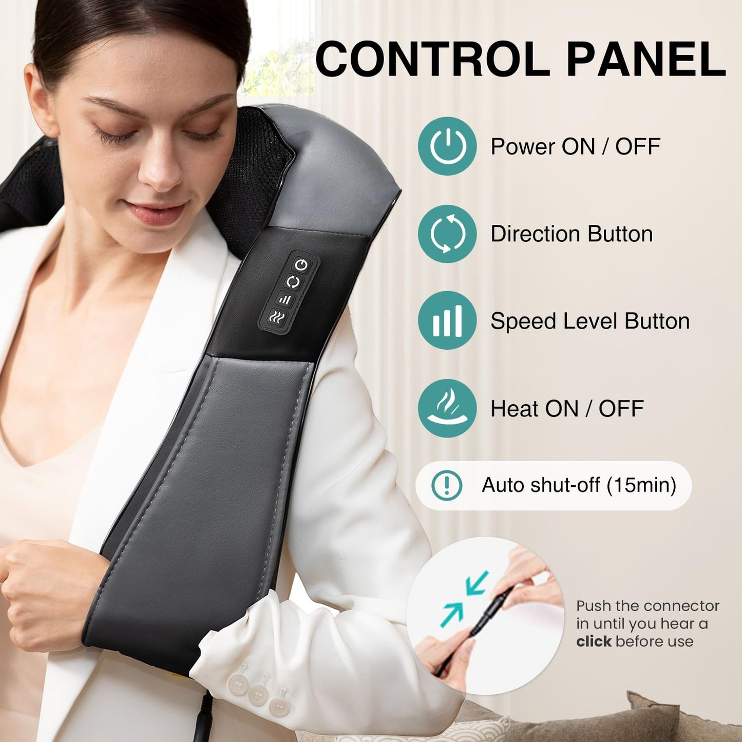Nekteck Shiatsu Neck and Back Massager with Soothing Heat, Shoulder Massager for Pain Relief Deep Tissue, Electric 3D Kneading Massage Tools for Leg Body Muscle, Corded Power, Gifts for Him Her