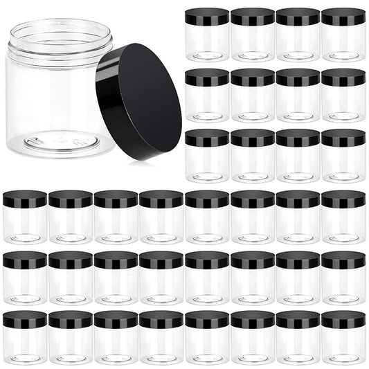 ï»¿ ï»¿ Eternal Moment 36 Pack 4 OZ Plastic Jars Round Clear Cosmetic Container Jars with Lids, Perfect for Lotion, Cream, Ointments, Makeup, Eye Shadow, Rhinestone, Samples, Pot, Travel Storage