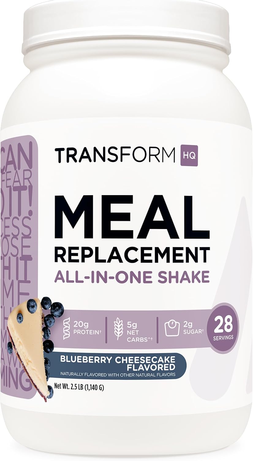 TransformHQ Meal Replacement Shake Powder 28 Servings (Blueberry Cheesecake) - Gluten Free, Non-GMO