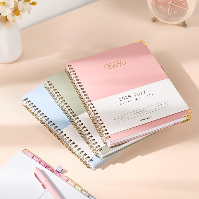 Forvencer Academic Planner 2026-2027, Hardcover Calendar Planner Weekly & Monthly, July 2026 - June 2027, 6" x 8", Daily Agenda with Tabs, College School Organizer for Student Teacher, Navy Blue