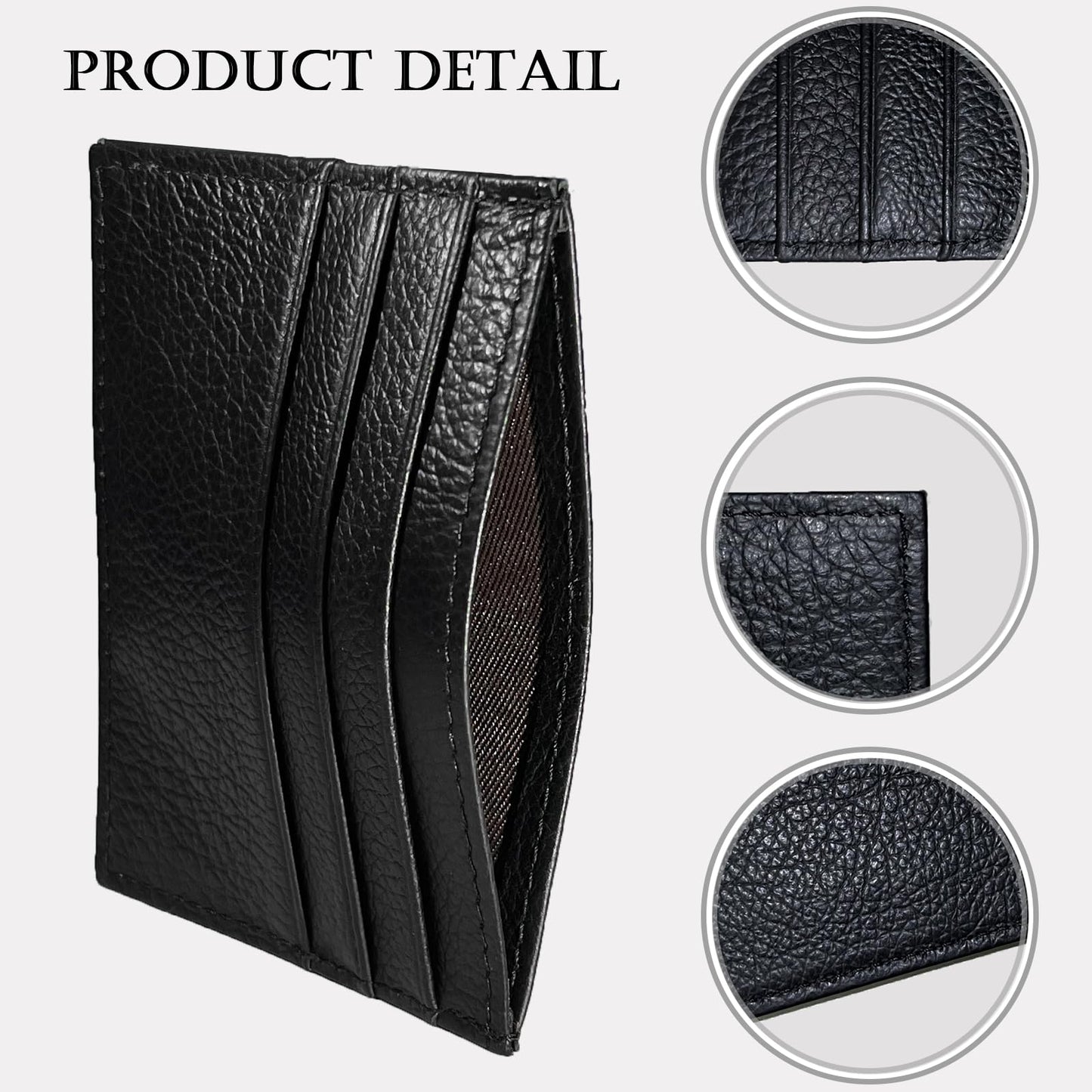 WOXVM Credit Card Holder Wallet RFID Blocking Slim Credit Card Cases Holder Premium Leather Minimalist Front Pocket Small Wallet with 6 Card Slots and 1 Pockets for Men Women (Black)