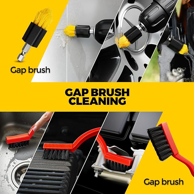 Holikme 22Pack Drill Brush Attachments Set,Scrub Pads & Sponge, Buffing Pads,Power Scrubber Brush,Car Polishing Pad Kit,Wax Applicator Pad,Car Cleaning Kit,Masonry Brushes,Cleaning Supplies