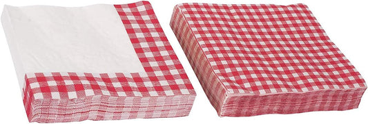 Hammont Gingham Napkins – Red & White Checkered Disposable Paper Napkins - Picnic BBQ Party Supplies - Birthday | Backyard | Picnic Decorations (80 Pack)