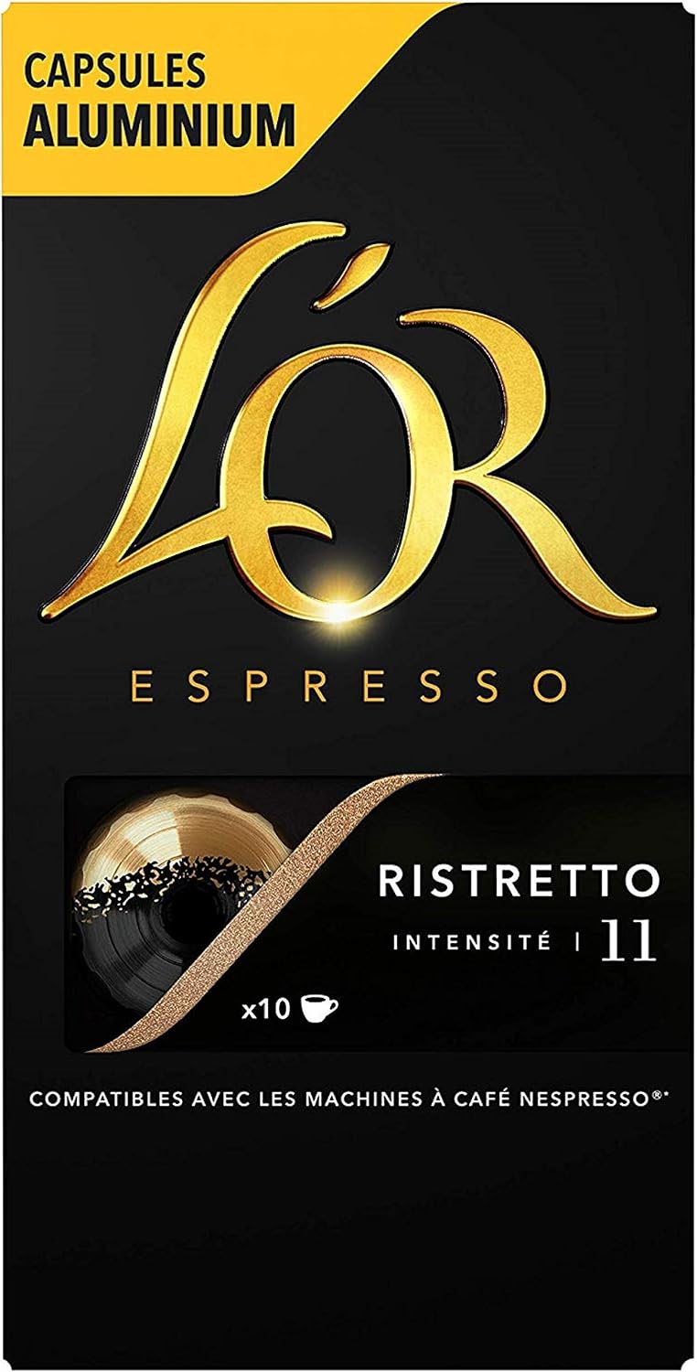 L'Or Espresso Café Ristretto - Intensité 11 - 50 Capsules en Aluminium Compatibles avec les Machines Nespresso (Lot de 5X10 capsules)