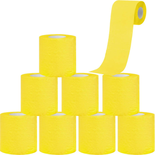 Gilprop 8 Rolls Colored Toilet Paper Multicolor Funny Novelty Toilet Paper Gift Sustainable and Soft for Home Decoration, Office, Halloween, Fall, Xmas Party Camping Travel (Yellow)