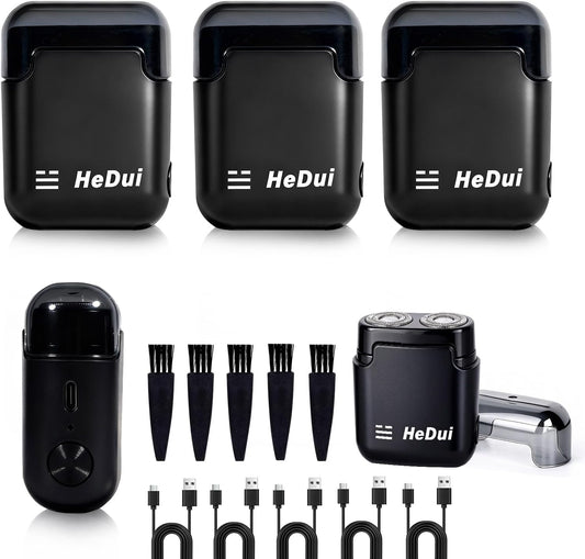 5 Pack Mini Electric Shaver Portable Travel Shavers Pocket Shaver USB-C Rechargeable Dry Shave Detachable Head Washable Double Head Razor Easy Cleaning Send to Parents Son Boyfriend