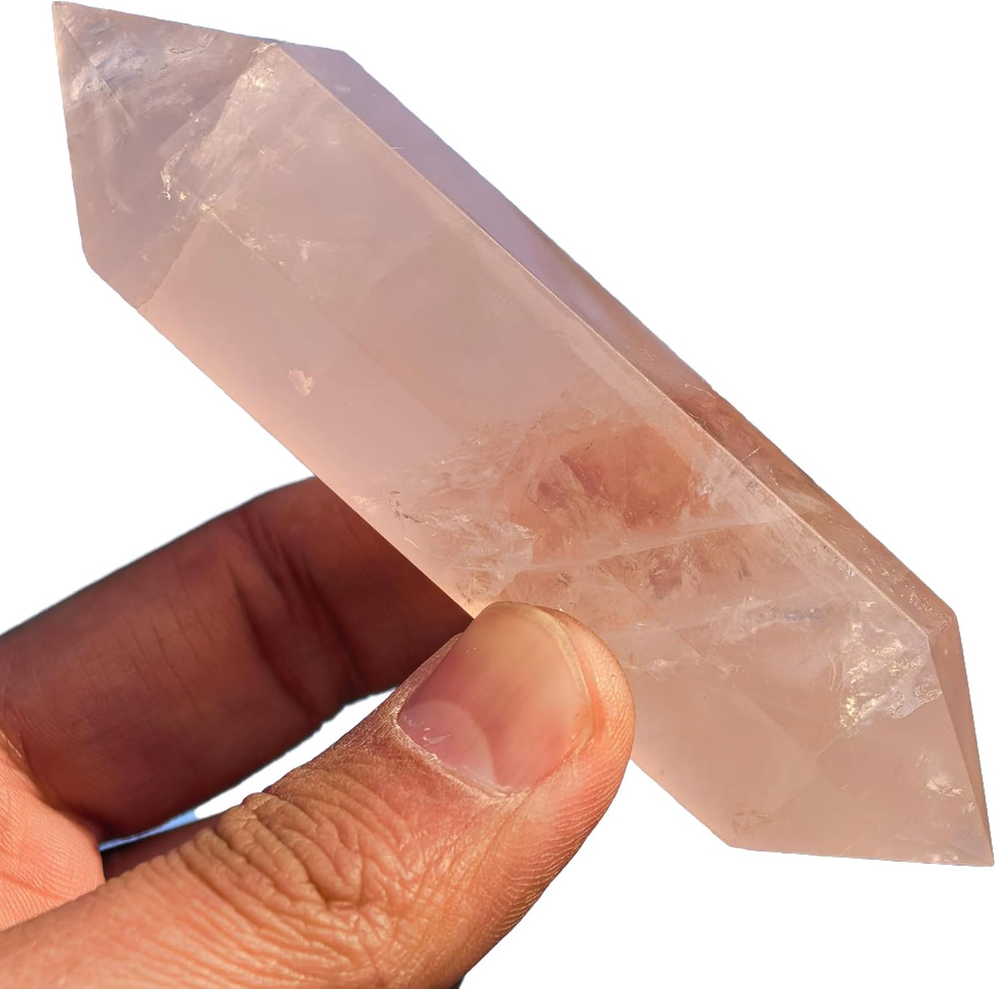 10cm Natural Crystal Tower Two Point Wand Obelisk 6 Faceted Crystals Point Chakra Stone Kit Home Decor Reiki Healing Gift (Rose Quartz)