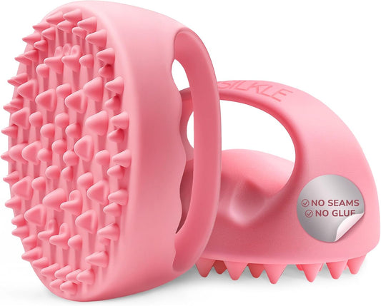 SILKLE Cellulite Massage Tool & Lymphatic Drainage Massager - Silicone Anti Cellulite Massage Brush for Body Sculpting with Ergonomic Handle - Cellulite Remover for Legs, Thighs and Belly - Pink