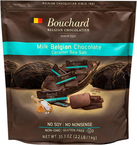 Bouchard Belgian Milk Chocolate Caramel Sea Salt Napolitains 35.3 OZ (2.2 LB/1KG)