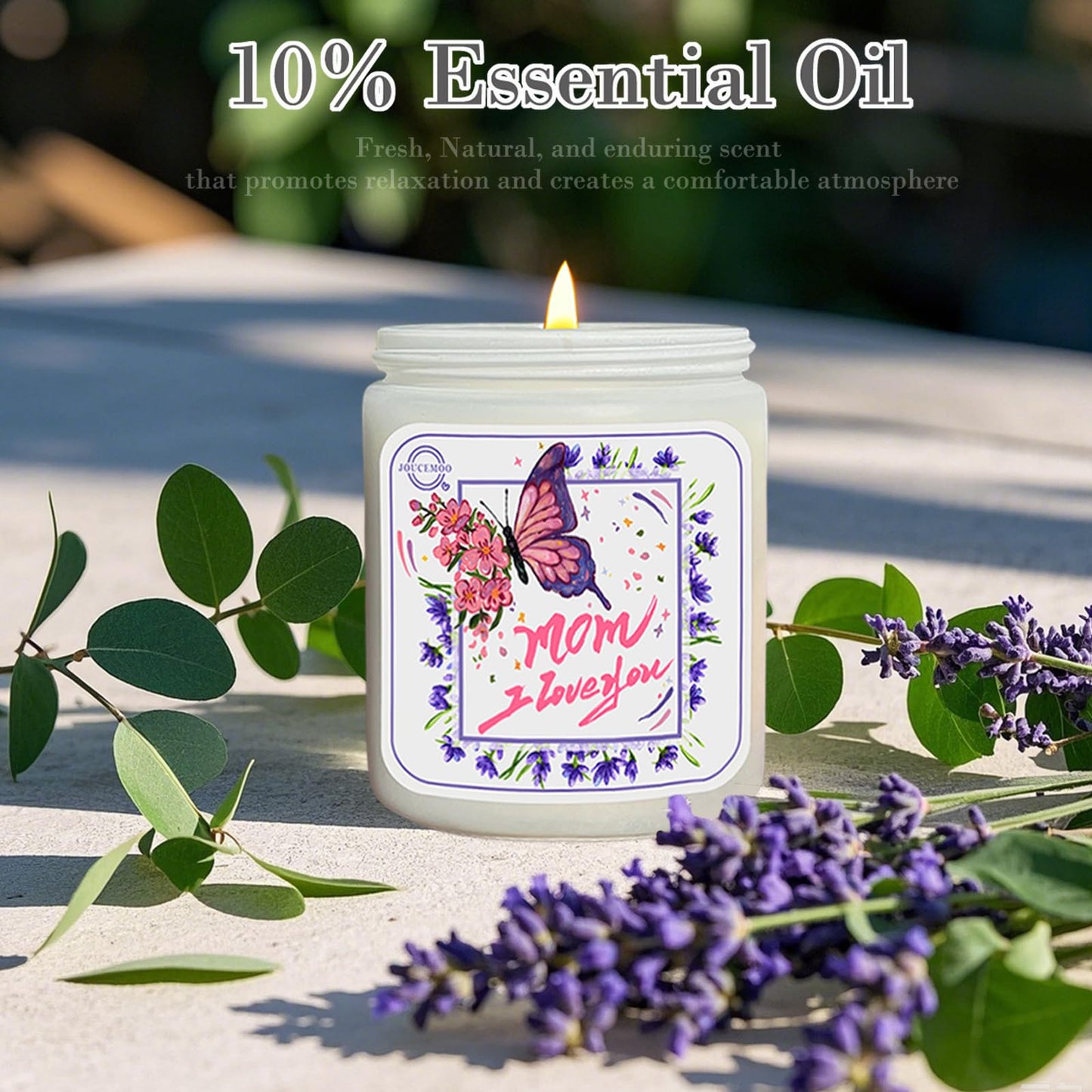 Gifts for Mom, Lavender Eucalyptus Scented Candles for Home Scented, Soy Wax Aromatherapy Candle, Non Toxic, 50 Hour Long Burning, Birthday, Thanksgiving, Mothers Day Gifts (Mom I Love You, Pink)