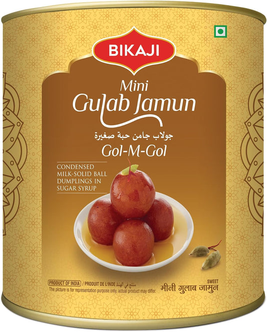 Bikaji Mini Gulab Jamun | Authentic Indian Sweet Dessert | Soft & Juicy Milk Solid Balls in Sugar Syrup | Traditional Mithai for Festivals & Gifting | Ready to Eat Vegetarian Sweet | 1kg (35.27 oz)