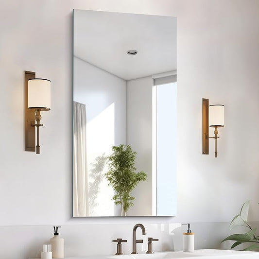 CILIBER Frameless Mirror, 24x48 Inch Large Bathroom Mirrors for Wall Over Sink, Upgraded Shatterproof Vanity Mirror with Polished Edge for Bathroom,Bedroom,Living Room and Entryway