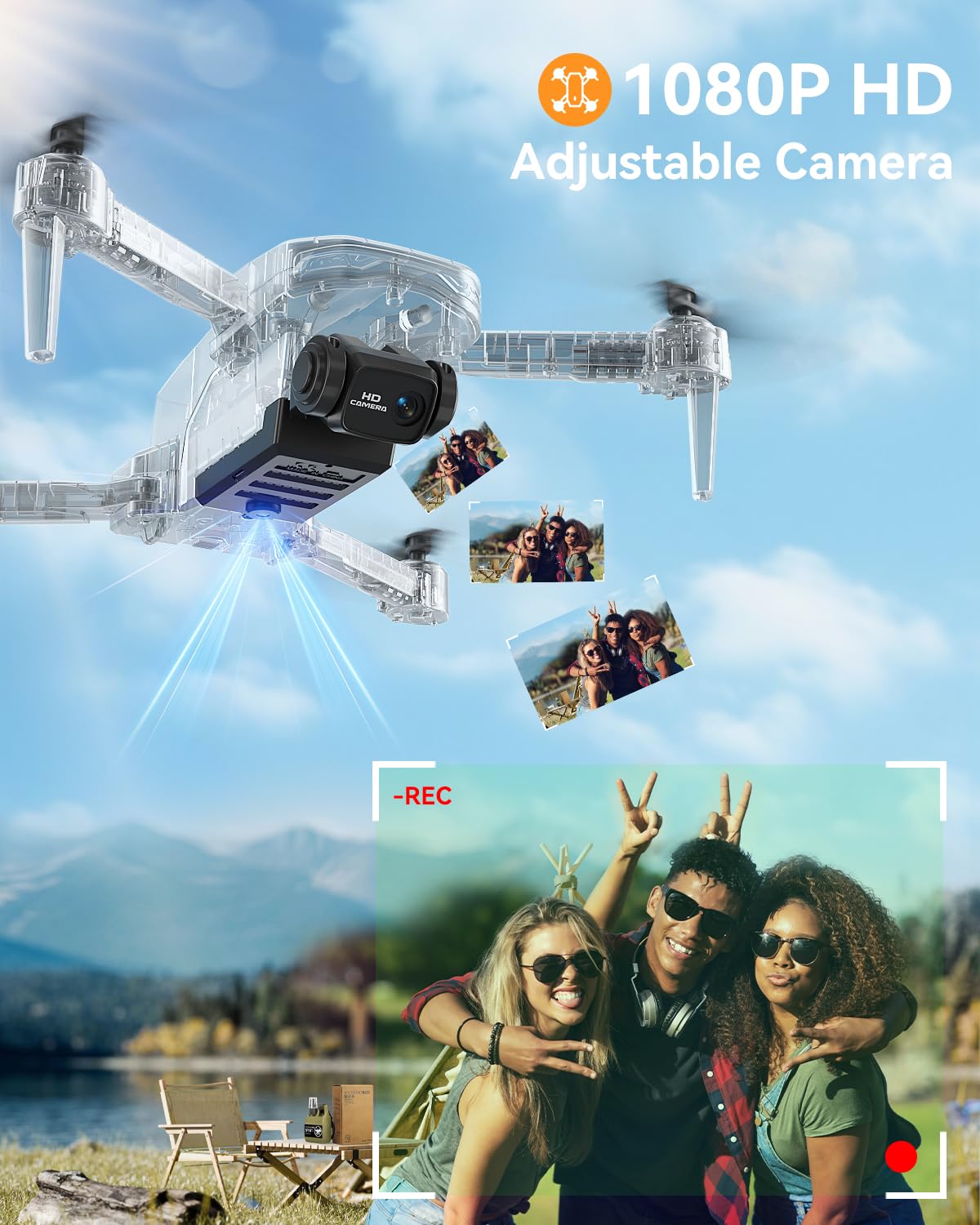 FERIETELF Drone with Camera for Kids - Foldable Mini Drones for Beginners or Adults, 1080P HD RC Quadcopter, w/2 Batteries and Storage Case, Toy for Boys Girls
