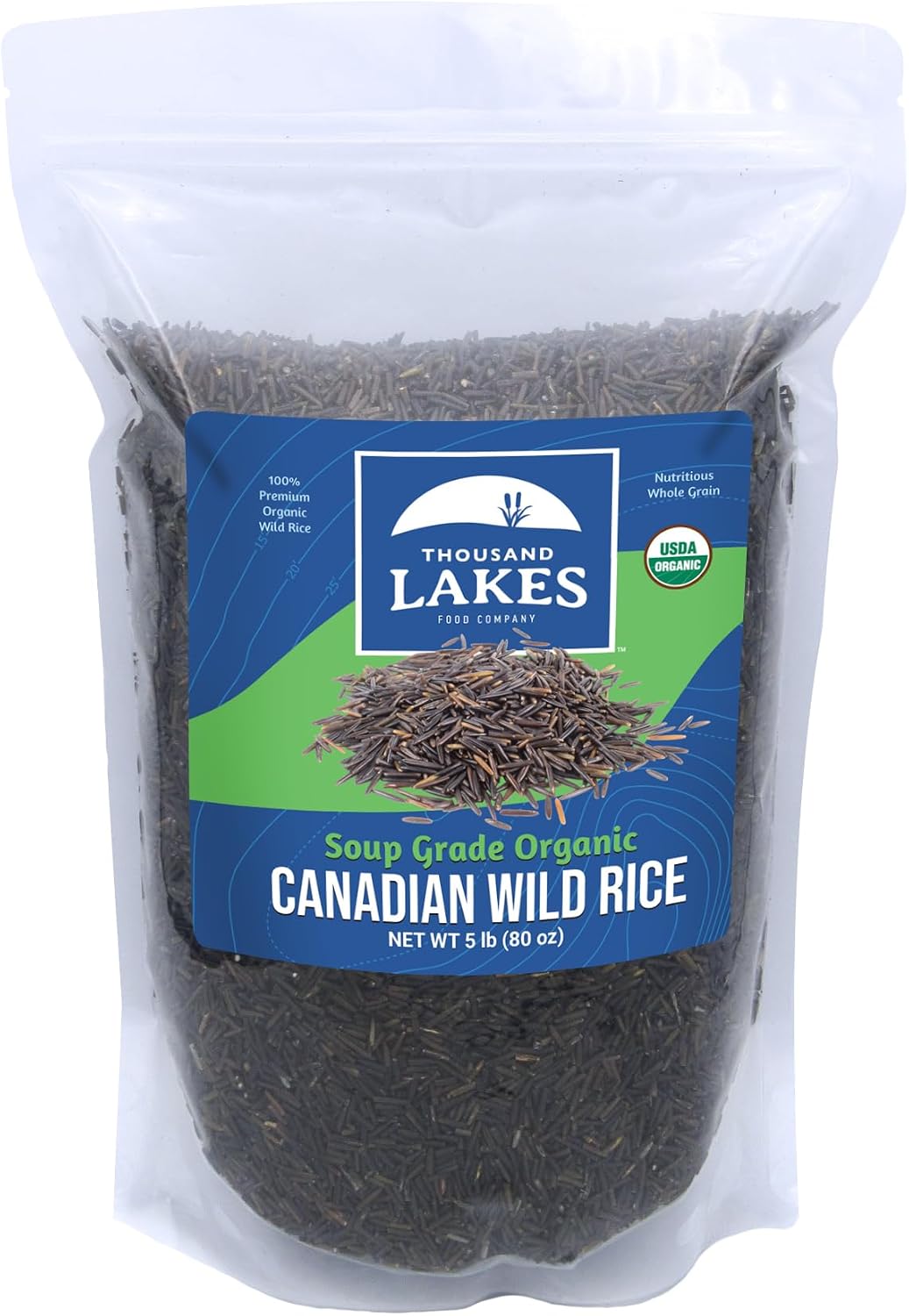 Thousand Lakes Organic Canadian Wild Rice - Soup Grade - Bulk - 5 pounds | 100% Wild Rice | Wild Harvested