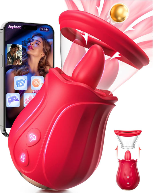 Vibrator Sex Toys Rose Toy - AI APP Adult Toys for Women 7 Sucking & 10 Tongue 360° Licking & Vibrating, Rose Sex Toy Vibrators for Clit Nipple, Removable Cup Couples Sex Furniture Bedding