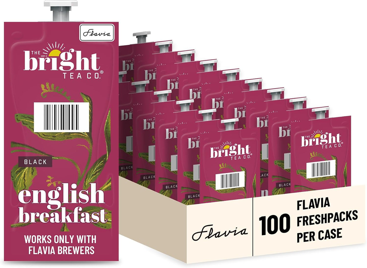 Flavia Bright Tea Co. English Breakfast Tea Freshpacks works only with Flavia Brewers (Case of 100)