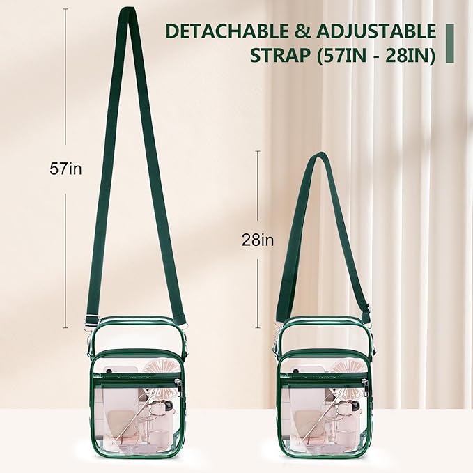 Blvornl Clear Crossbody Bag with Adjustable Shoulder Strap, Stadium Approved PVC Purse Bag, Messenger Bag