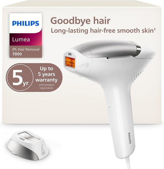 Philips Lumea 7000 Series IPL Hair Removal Device - Permanent Laser Hair Reduction for Women & Men, Easy and Comfortable Use at Home, SenseIQ, Uniquely Curved Attachment for Body, BRI931/03