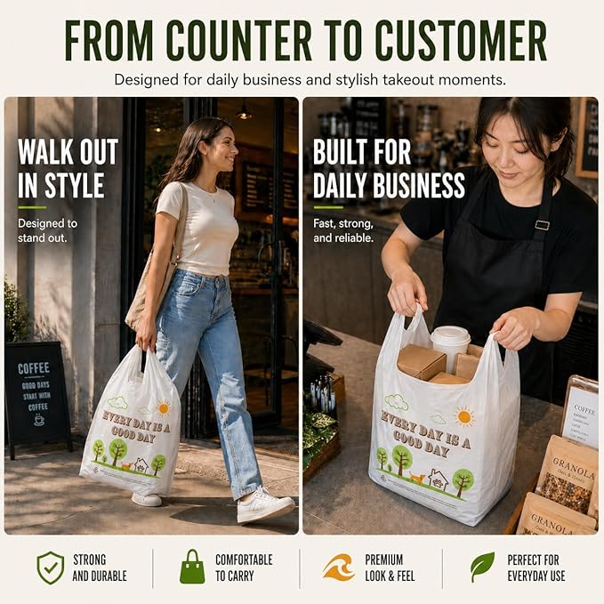 YoYoRain White Thank you T shirt bag, Grocery shopping bag Reusable and Disposable Supermarket Bag 11''x6''x21'' 101PCS