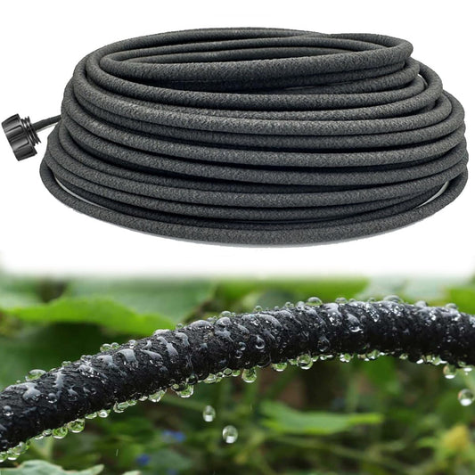 1/4 Inch Soaker Hose for Garden 100ft Soaker Irrigation Drip Hose System, Heavy Duty Drip Irrigation Tubing with Hose Connector Accessories for Watering Garden Beds Vegetable Lawn and Yard (100ft)