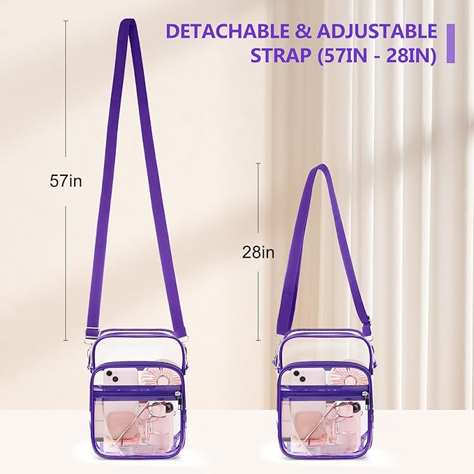 Blvornl Clear Crossbody Bag with Adjustable Shoulder Strap, Stadium Approved PVC Purse Bag, Messenger Bag