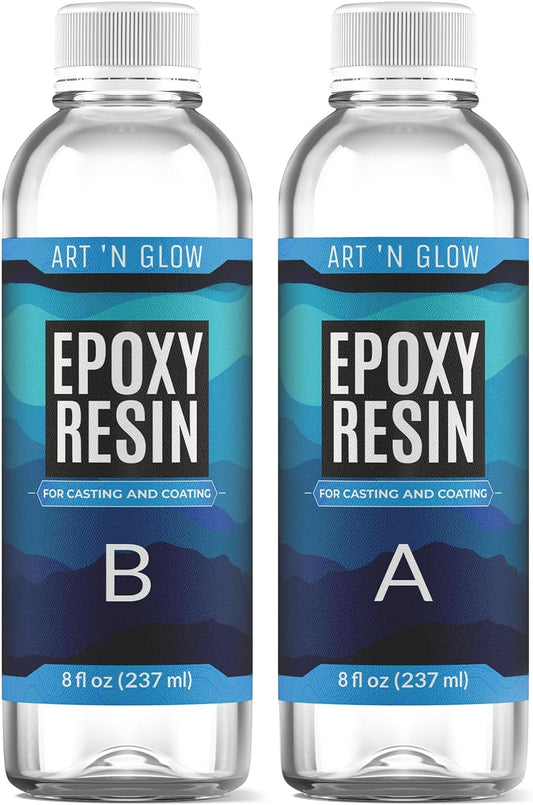 Epoxy Resin for Crystal Clear Casting & Coating – 16 oz Kit – Bubble Free, Non-Yellowing, Two Part, Self-Leveling Art Resin – for Tumblers, Jewelry, Molds, Table Top, & Crafts – USA Small Business