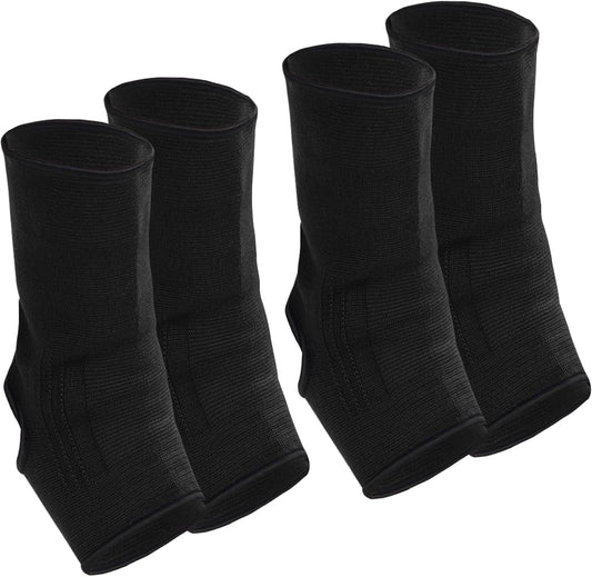Geyoga 2 Pairs Muay Thai Ankle Support Compression Ankle Sleeve Boxing Foot Braces for Men Breathable Women Foot Wraps Support for Martial Arts Kickboxing Gym Running(Black,L)