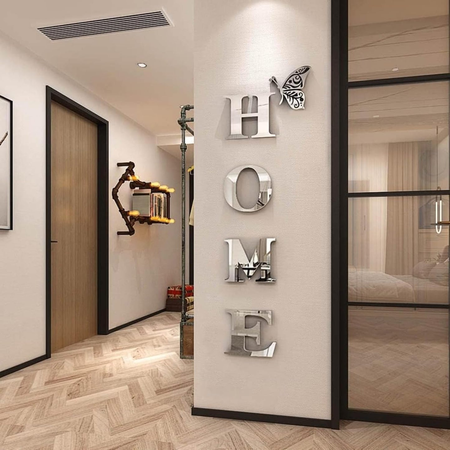 Home Wall Decor Letter Signs, Acrylic Mirror Wall Stickers Decorations for Living Room Bedroom Home Decor Wall Decals (Silver, 47.2 X 15.3IN)