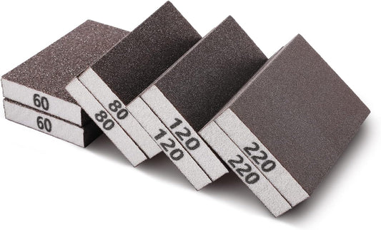 8PCS Sanding Sponge, Sanding Blocks of 60/80/120/220 Assorted Grits, Flexible & Reusable, Sandpaper Block for Wood Drywall Metal, Hand Sand Block for Wet or Dry Sanding, Flat or Curved Surfaces
