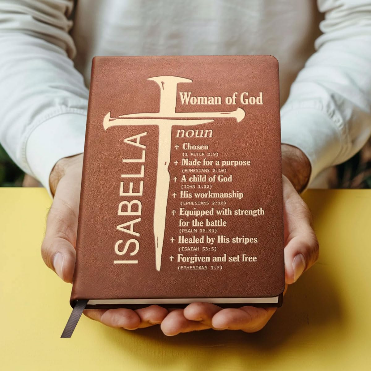 Jesuspirit - Personalized Leather Cover Notebook, Religious Christian Gifts For Men And Women, Bible Notebook For Women, Mom, Her On Mother Day, Birthday, Christmas (Man - Woman Of God)