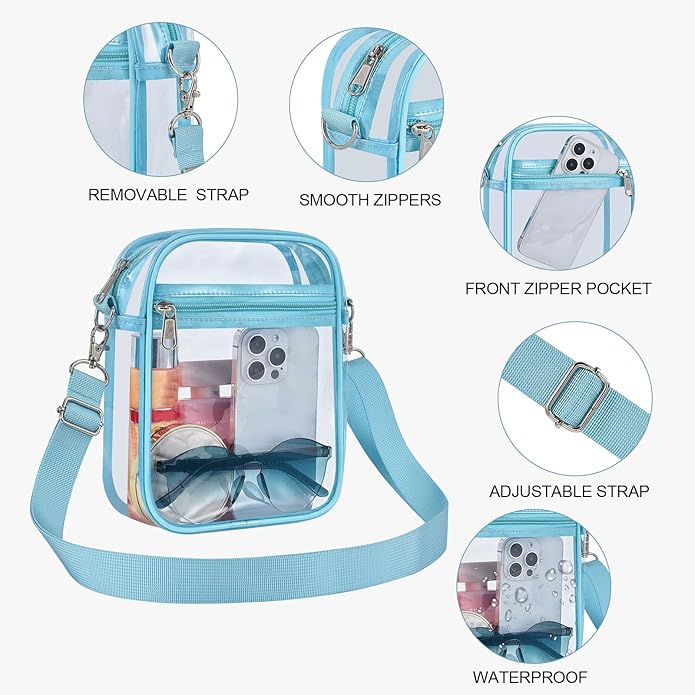 USPECLARE Clear Purse Stadium Transparent Messenger Bag Stadium Approved for Men and Women Clear CrossBody Bag