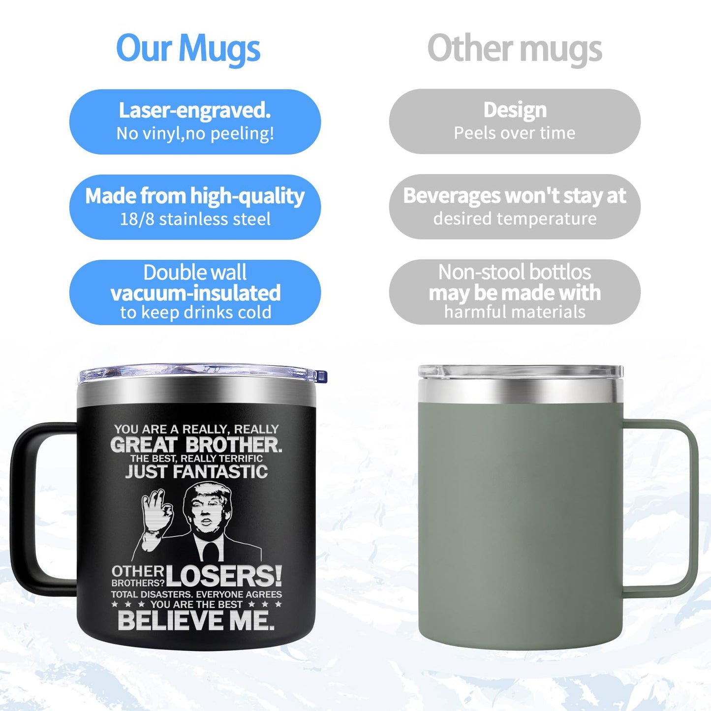 Fufendio Gifts for Brother - You Are a Really Really Great Brothers Mug 14oz - Big Brother Gift from Sister - Fathers Day Birthday Christmas Gifts for Old Little Brothers