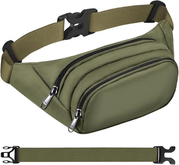 Large Fanny Pack for Women Men - Syican Waist bag with 3-Zipper Pockets, Gifts for Enjoy Sports Traveling Workout Casual Hands-Free crossbody bags Fits MAX 7.9'' iPad & 6.6'' Phone
