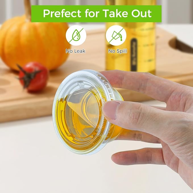 Dealusy 360 Set 3.25 oz Jello Shot Cups with Lids, Sturdy & Food Safe Disposable Plastic Portion Condiment Dipping Sauce Cups, Small Containers for Salad Dressing