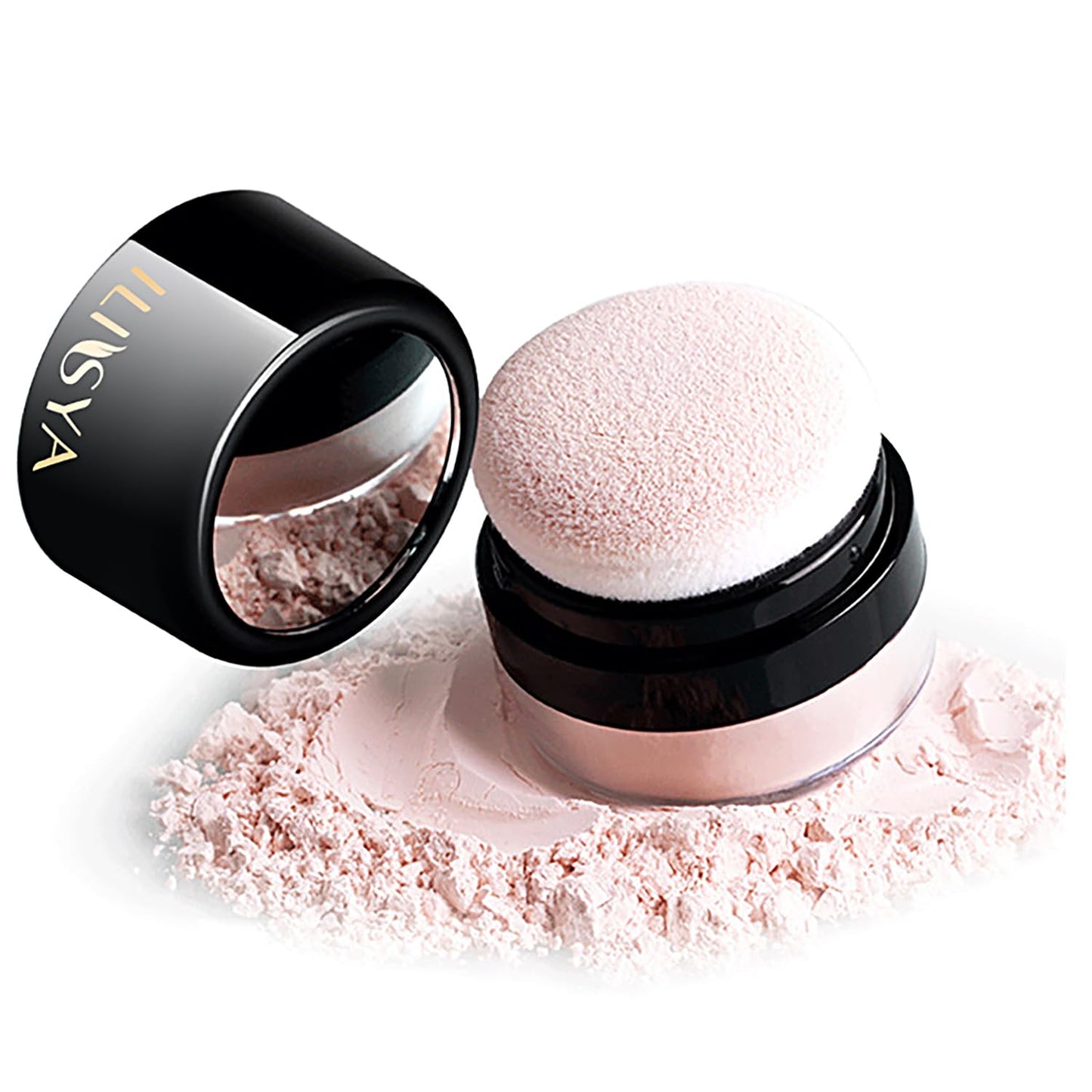 Setting Powder Lightweight Loose Powder Finishing Powder Long-Lasting Face Powder Waterproof with Soft Mushroom Powder Puff & Mirror, Shimmery Finish,0.28 Oz (Soft Pink/Shimmering)