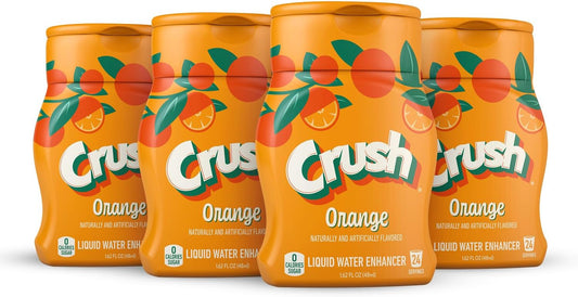 Crush, Orange, Liquid Water Enhancer – New, Better Taste! (4 Bottles, Makes 96 Flavored Water Drinks) – Sugar Free, Zero Calorie