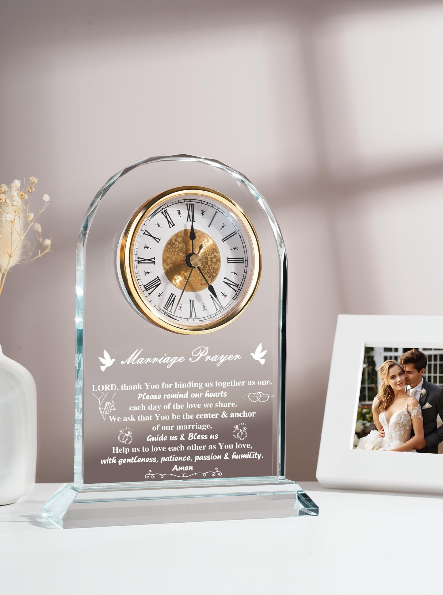 WinTaim Wedding Gifts for Couples for Couple Clock Keepsake, Engagement & Bridal Shower Present, Unique Marriage Gift for Bride & Groom, Newlywed Mr & Mrs
