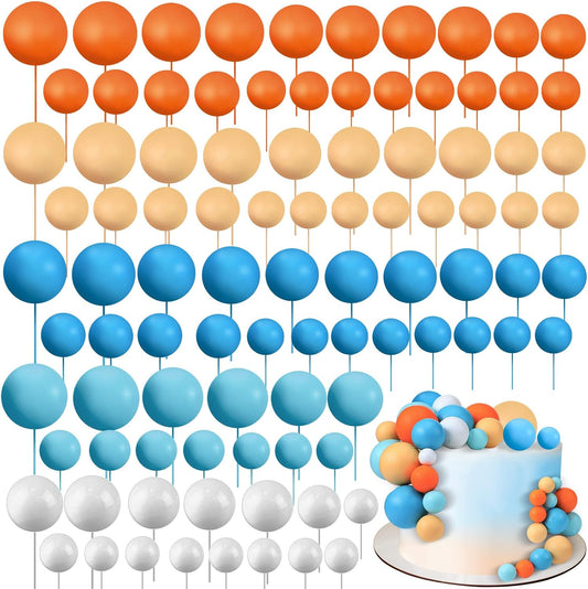108 Pcs Graduation Balls Cake Topper DIY Cupcake Insert Foam Balloons for Cake Baking Wedding Anniversary Birthday Decoration(Fresh Colors,Multi Sizes)