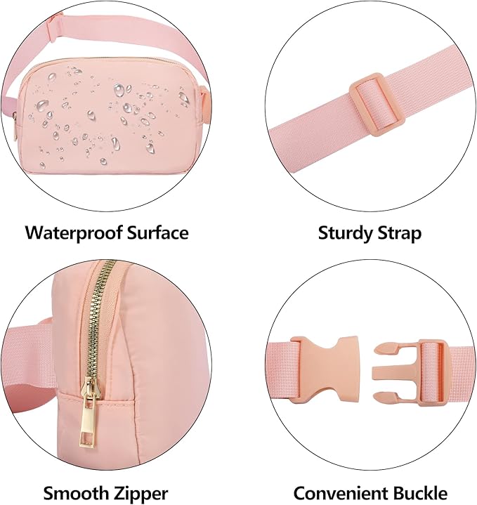 VOROLO Fanny Pack For Women And Men Crossbody Bag Belt Bag with Adjustable Strap Graduation Gifts Light Pink