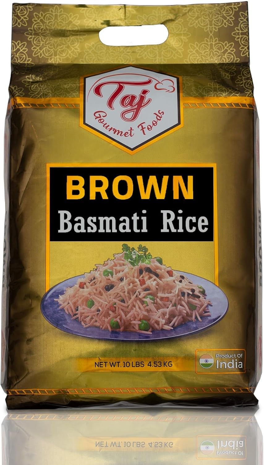 TAJ Gourmet Brown Basmati Rice, Naturally Aged, 10-Pounds
