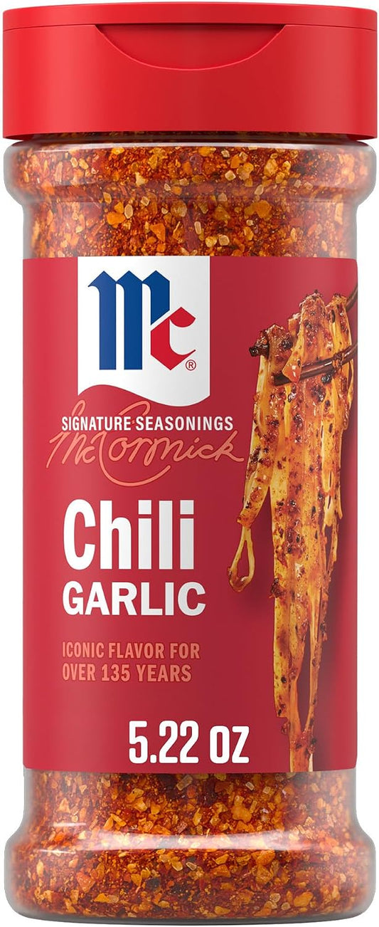 McCormick Seasoning, Chili Garlic, Signature Seasonings, No Artificial Flavors, No MSG Added, Spicy & Savory Blend of Chili & Garlic, Shake On Stir-Fry, Noodles, Meat, Veggies & Marinades, 5.22 oz
