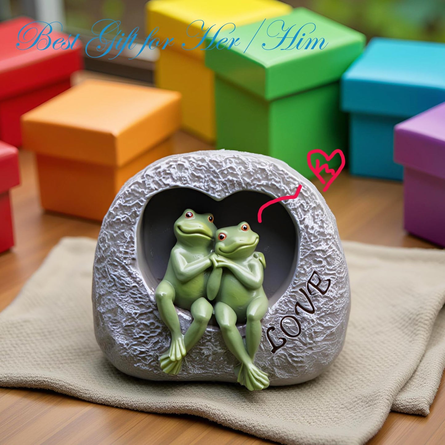 MeritMode Garden Frog Statue Outdoor- Waterproof Resin Happy Couple Frogs for Home Garden Patio Frog Decoration, Adorable Gift for Parents, Partner, Animals Lover