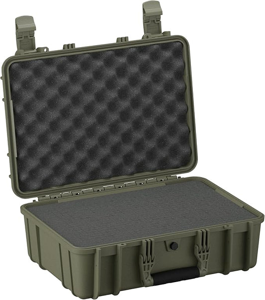 Condition 1 18" Medium Waterproof Hard Case with Foam, Model 801, Portable Protective Storage Box for Travel, Tactical Gear, Made in USA, 18.36"x13.70"x 7.03" Green