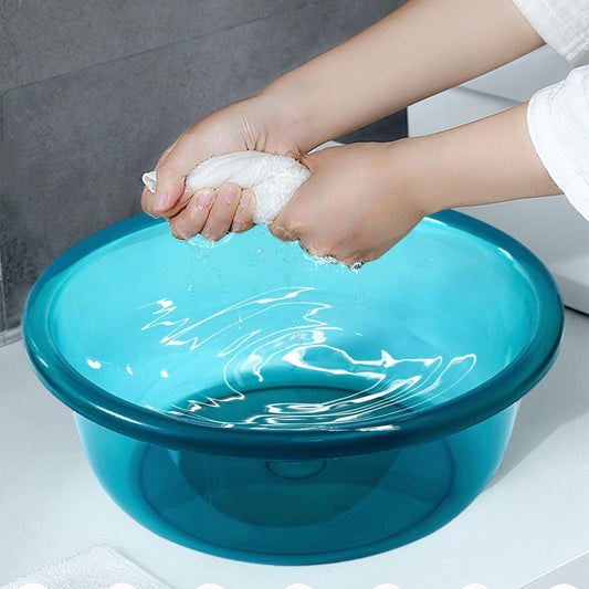 Portable Plastic Washbasin, Thickened Household Foot and Laundry Basin for Students, Children, and Babies, Lightweight, Durable, Multi-Use, Outdoor and Travel-Friendly, Blue or Coffee Color